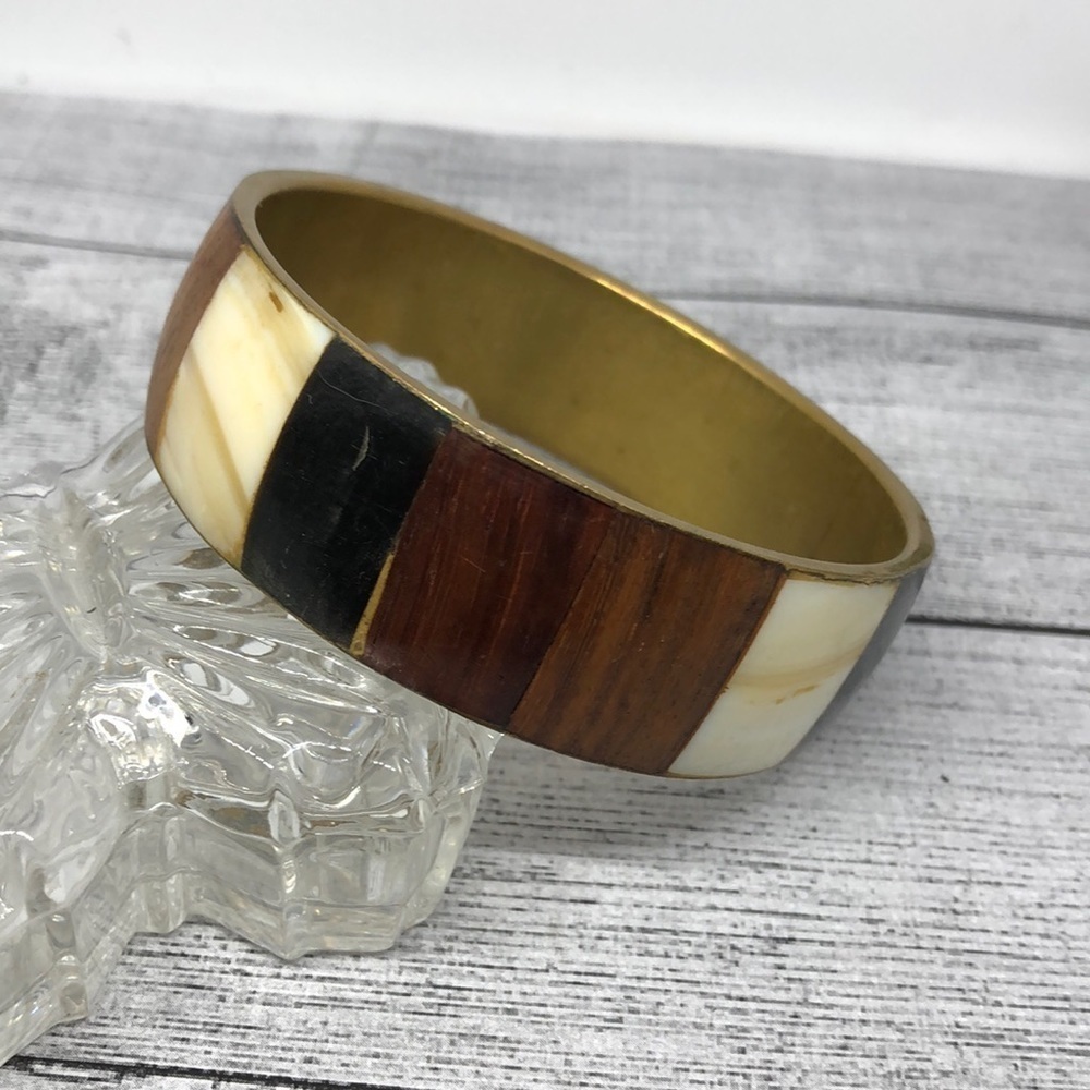 VINTAGE brass rustic exotic boho bangle bracelet